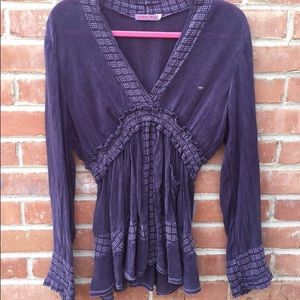 Johnny Was Embroidered Long Sleeve Top